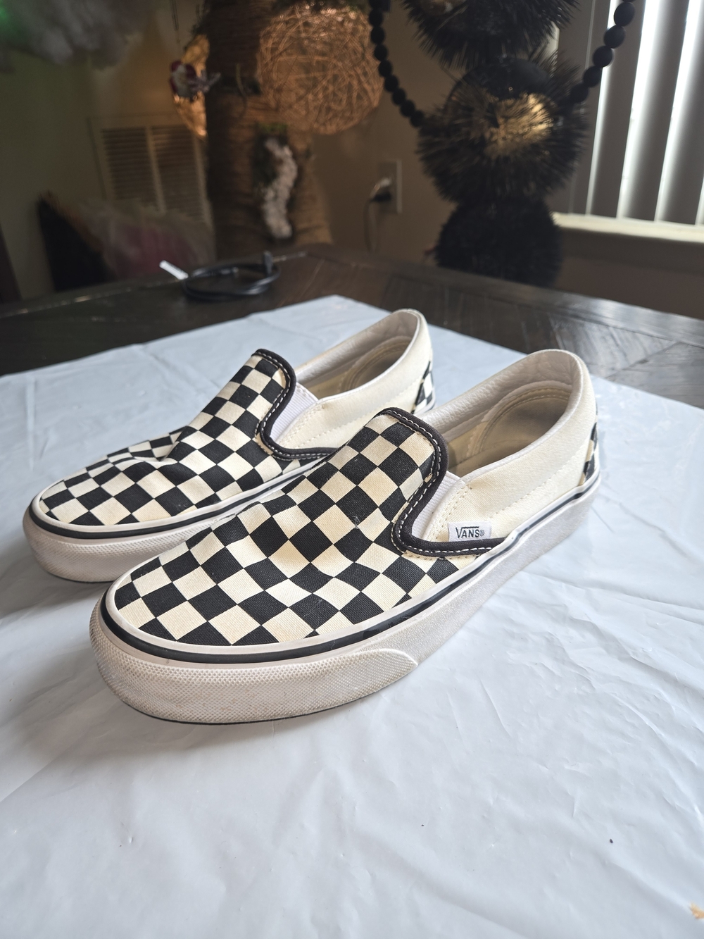 Vans Classic Slip-On Checkerboard Sneakers - Black/White